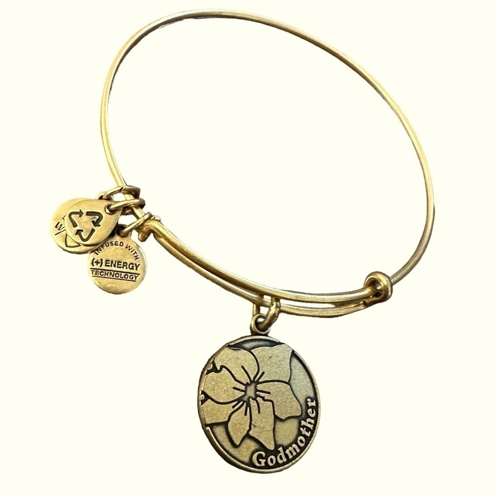 Alex and Ani Godmother Charm Rafaelian Gold Finish Bangle Bracelet